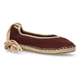 Alpargata plana mujer tejido flexible con cordones