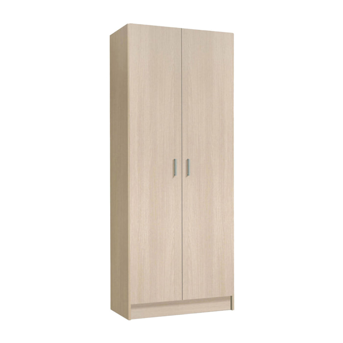 Armadio multiuso 2 ante Abadubidu, Mobile porta scope, Scarpiera con ripiani, Guardaroba porta scarpe, cm73x37h180 cm, Rovere