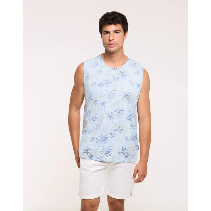 Camiseta Palmeras Sin Mangas Azul - Palmlako