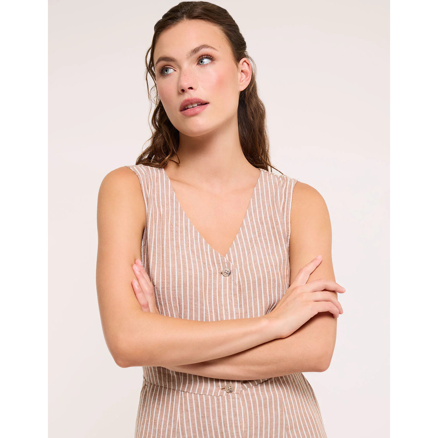 Vestido Midi Marrón - Coffee Stripe
