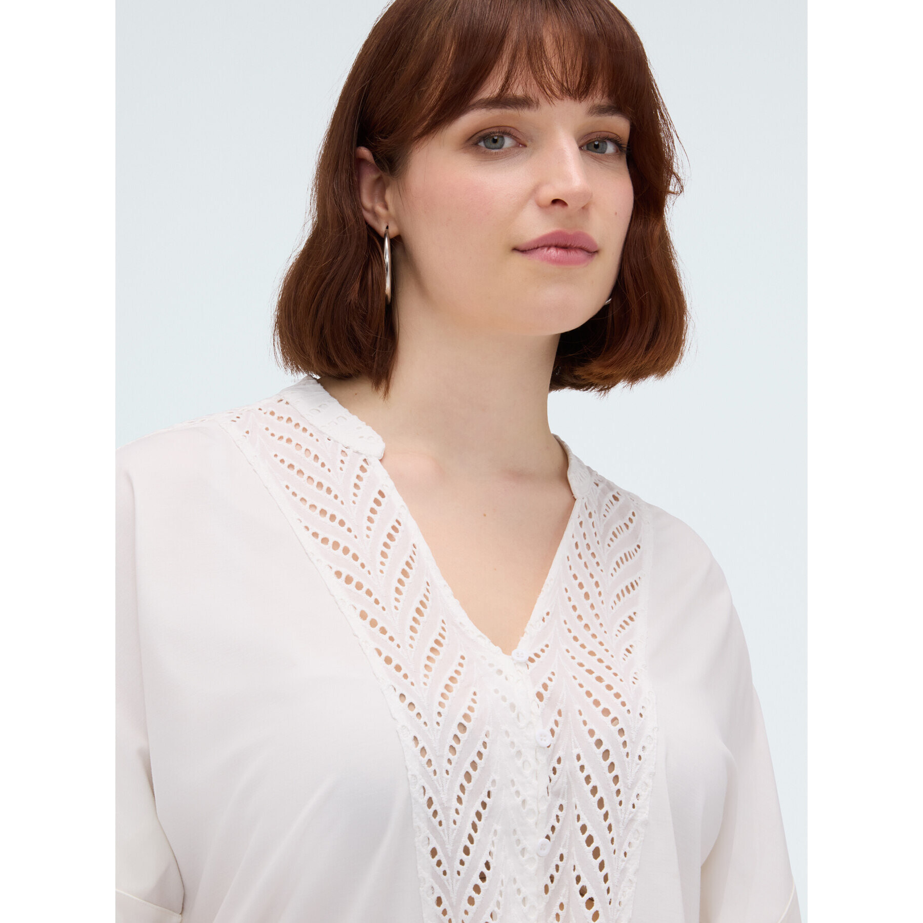 Fiorella Rubino - Blusa in sangallo con nodo - Bianco