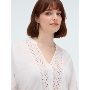 Fiorella Rubino - Blusa in sangallo con nodo - Bianco