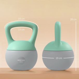 Pesa Rusa 8 kg, Soft Kettlebell Relleno de Arena Metálica y Mango Antideslizante, para Entrenamiento Culturismo en Casa, Gimnasio, Verde Menta y Gris