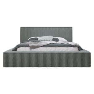 Swan - lit coffre - 180x200 cm - sommier inclus - en velours côtelé grosses côtes - Gris foncé