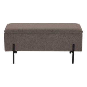Watford - Panca contenitore in bouclé marrone con gambe in metallo nero 95x36,5x43 cm