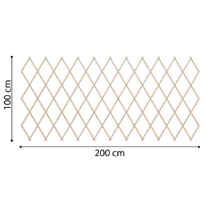 Traliccio Estensibile 100 x 200 Cm Grigliato Reticolato In Legno Naturale Sostegno A Muro Fiori Piante Rampicanti Balcone Giardino Terrazzo Esterno