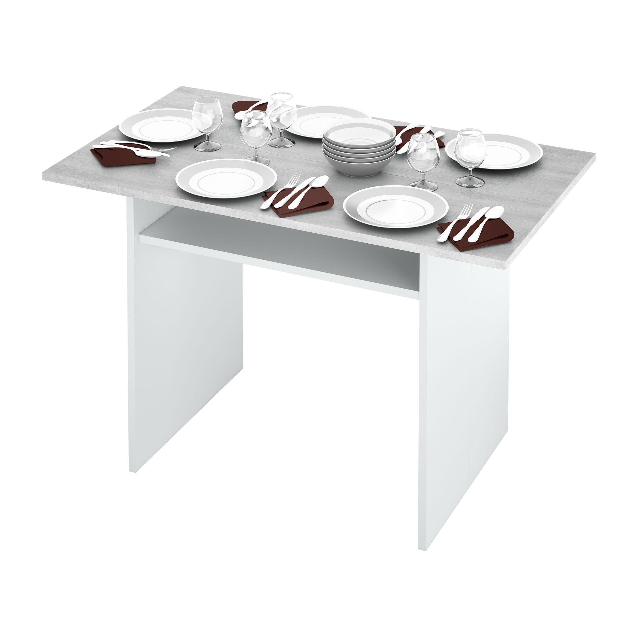 Tavolo Consolle Allungabile A Libro Bilbao 35-70 Cm Tavolo Salvaspazio Multiposizione Design Moderno Elegante Casa Ufficio Bianco E Grigio Cemento