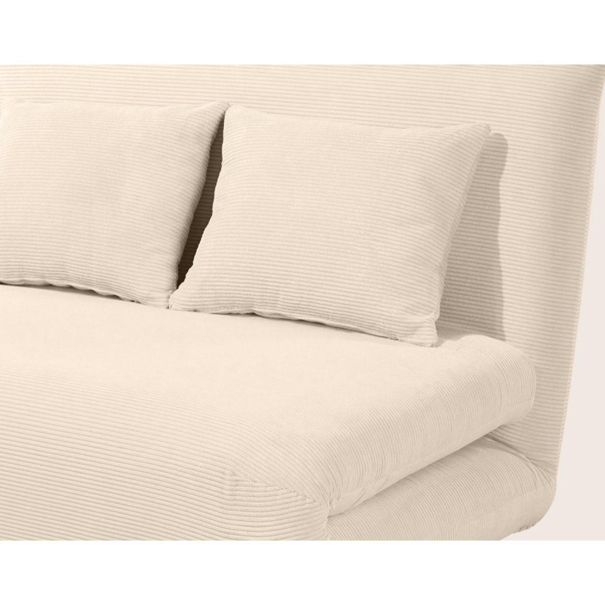 Lumi - Banquette convertible clic-clac 1 place en velours côtelé - Beige