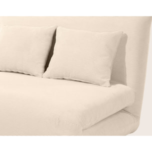 Lumi - Banquette convertible clic-clac 1 place en velours côtelé - Beige