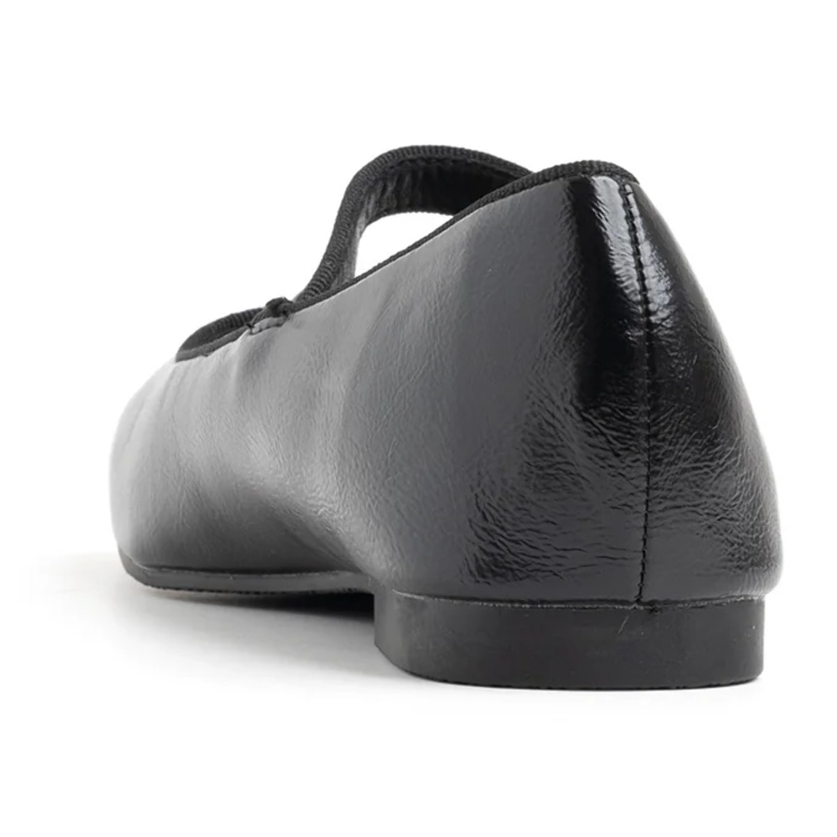 Ballerina punta quadrata con cinturino - NERO