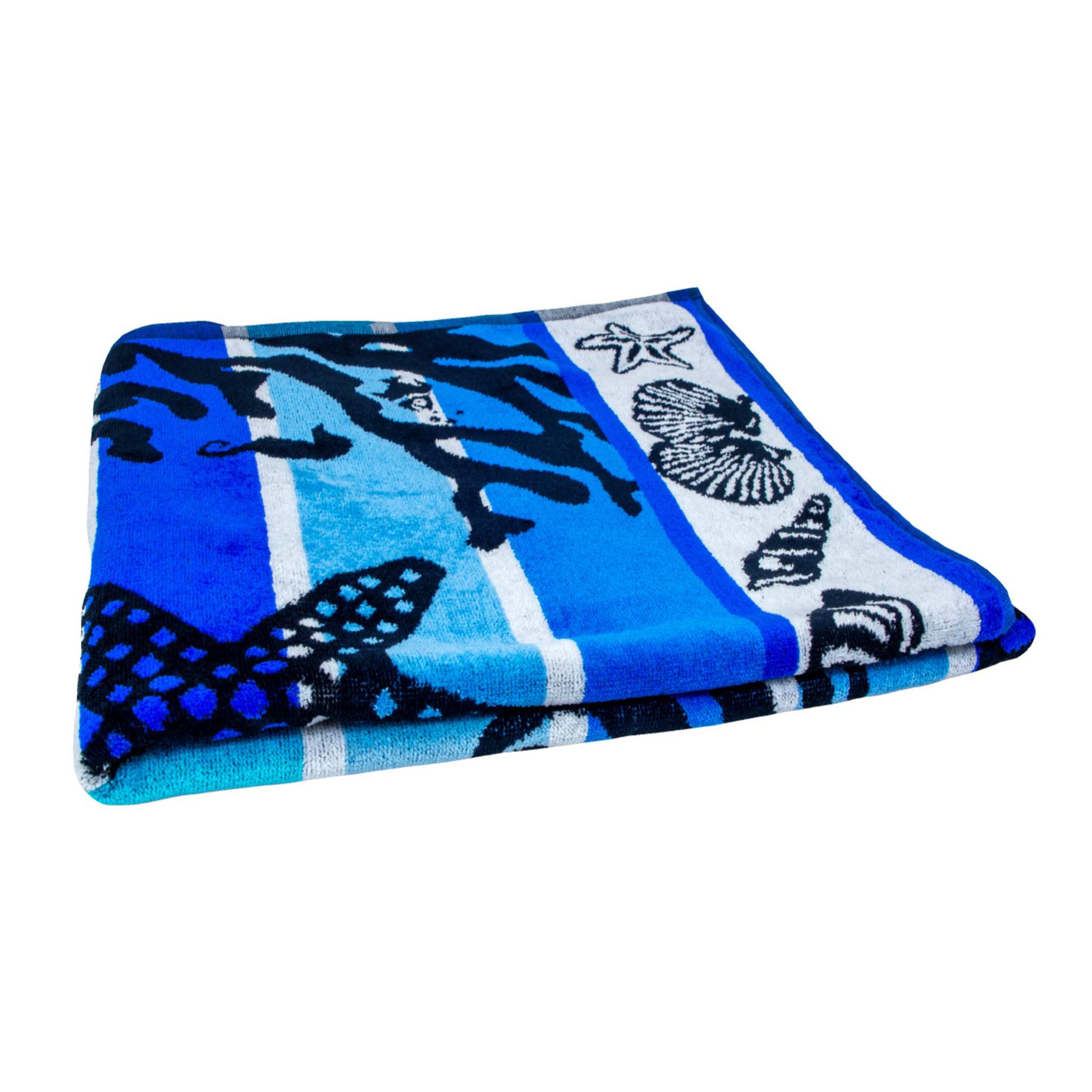 Telo Mare Spugna Jacquard Spiaggia Disegno Reef