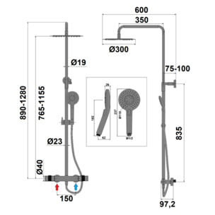 Colonne de douche thermostatique PAINI Jewel chromé