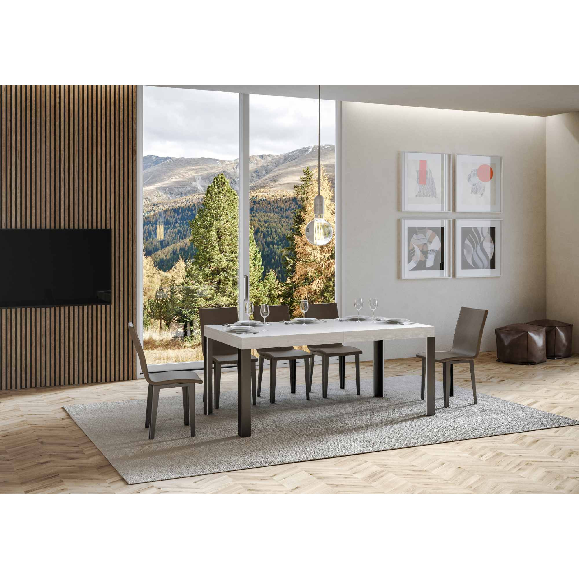 Tavolo allungabile 90x200/304 cm Linea bianco frassino telaio Antracite