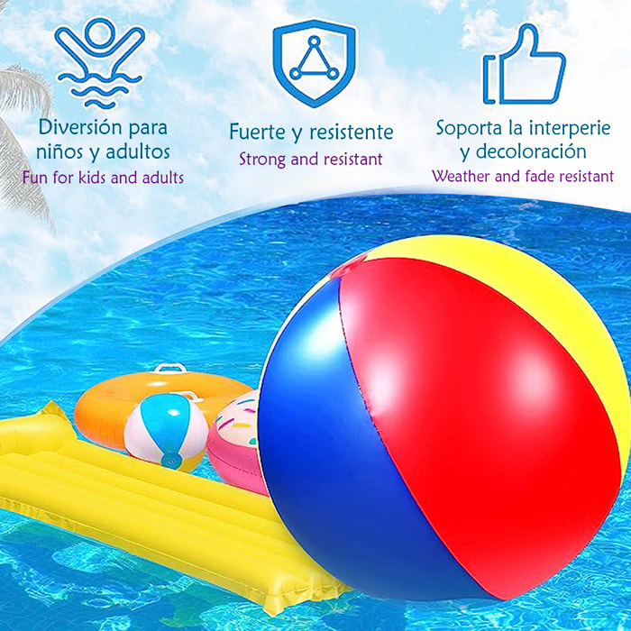DAM Pelota gigante hinchable tricolor 120cm. 120x120x120 Cm. Color: Multicolor