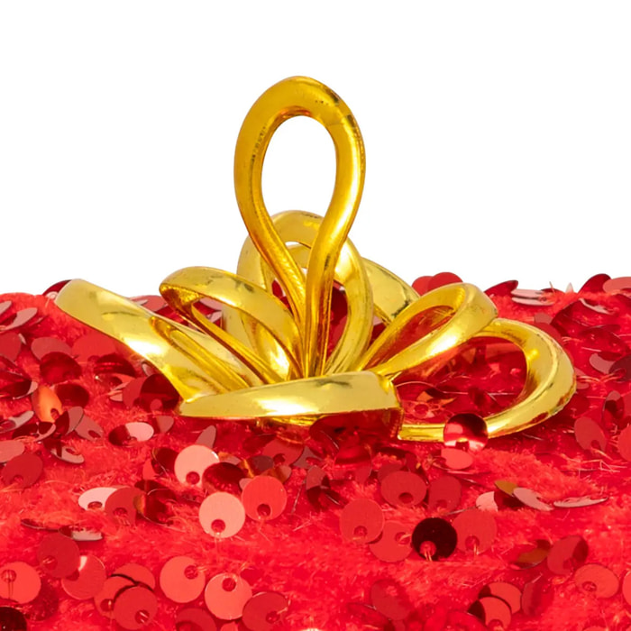 Sujet polystyrène cadeau sequins H.12cm rouge