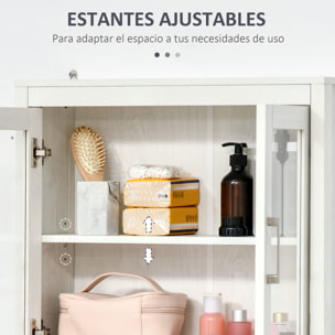 Armario de Baño de Pared con 2 Puertas de Vidrio Estante Ajustable 60x19,5x54 cm