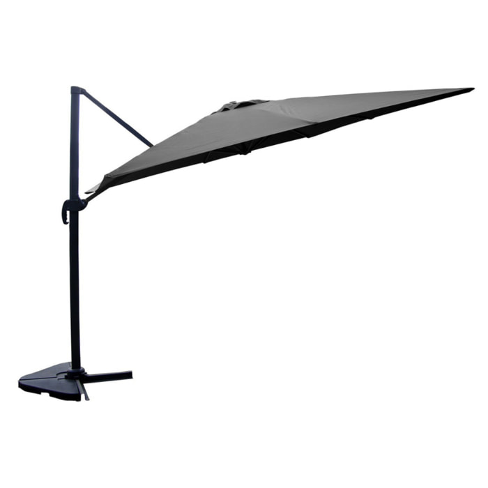 Parasol déporté et rotatif 3 x 4 m gris NAVIA