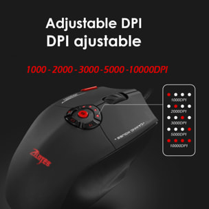 Ratón gaming C-16, hasta 10.000DPI, 1000Hz, 12 botones programables, peso ajustable. Iluminación RGB.