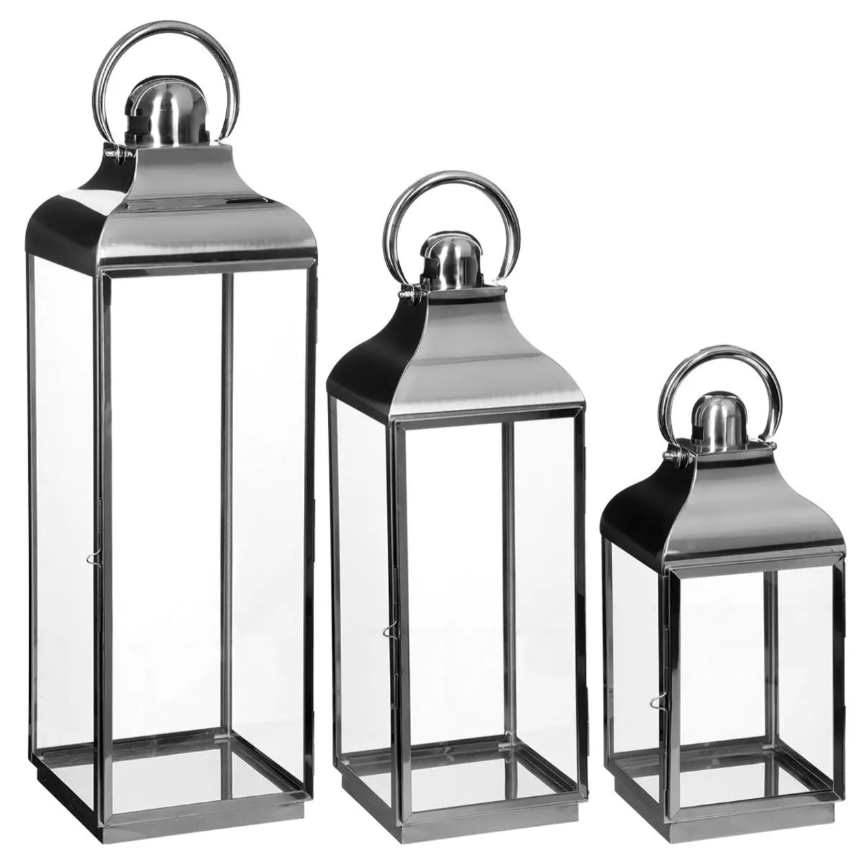 Set de 3 lanternes extérieur/intérieur - acier inoxydable