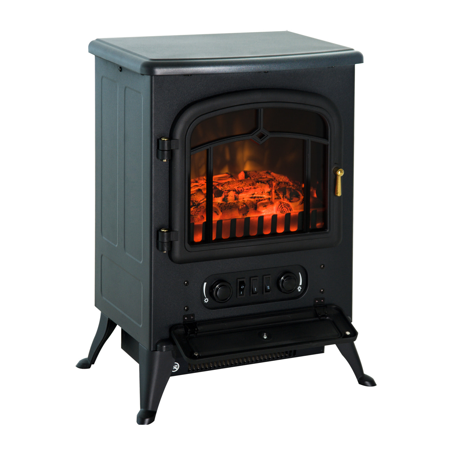 Cheminée électrique poêle style rétro thermostat 1000-2000 W noir
