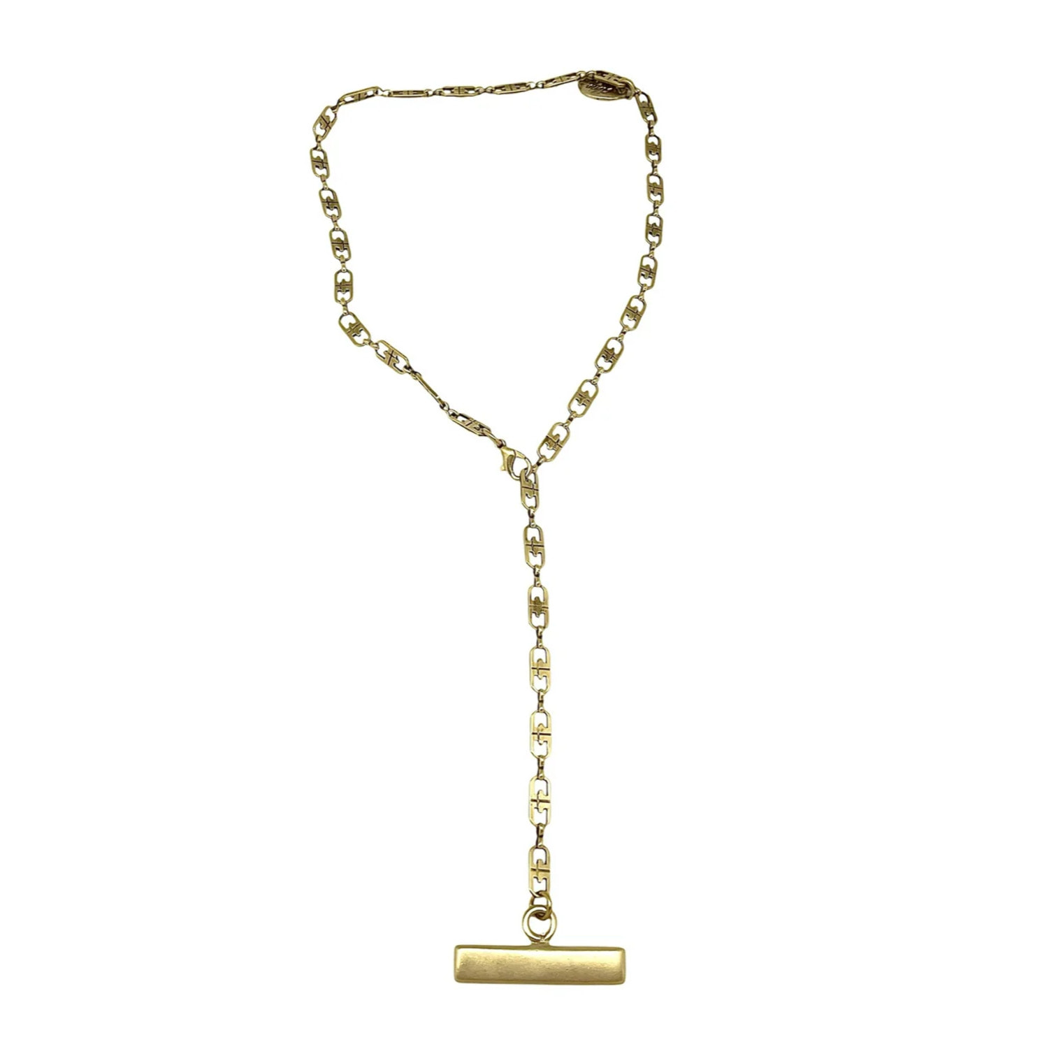 Collar Barra cadena latón dorado chapado