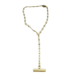 Collar Barra cadena latón dorado chapado