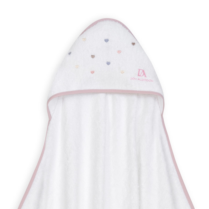 Capa de Baño 1X1  Don Algodon Corazones Colores Bco/Rosa