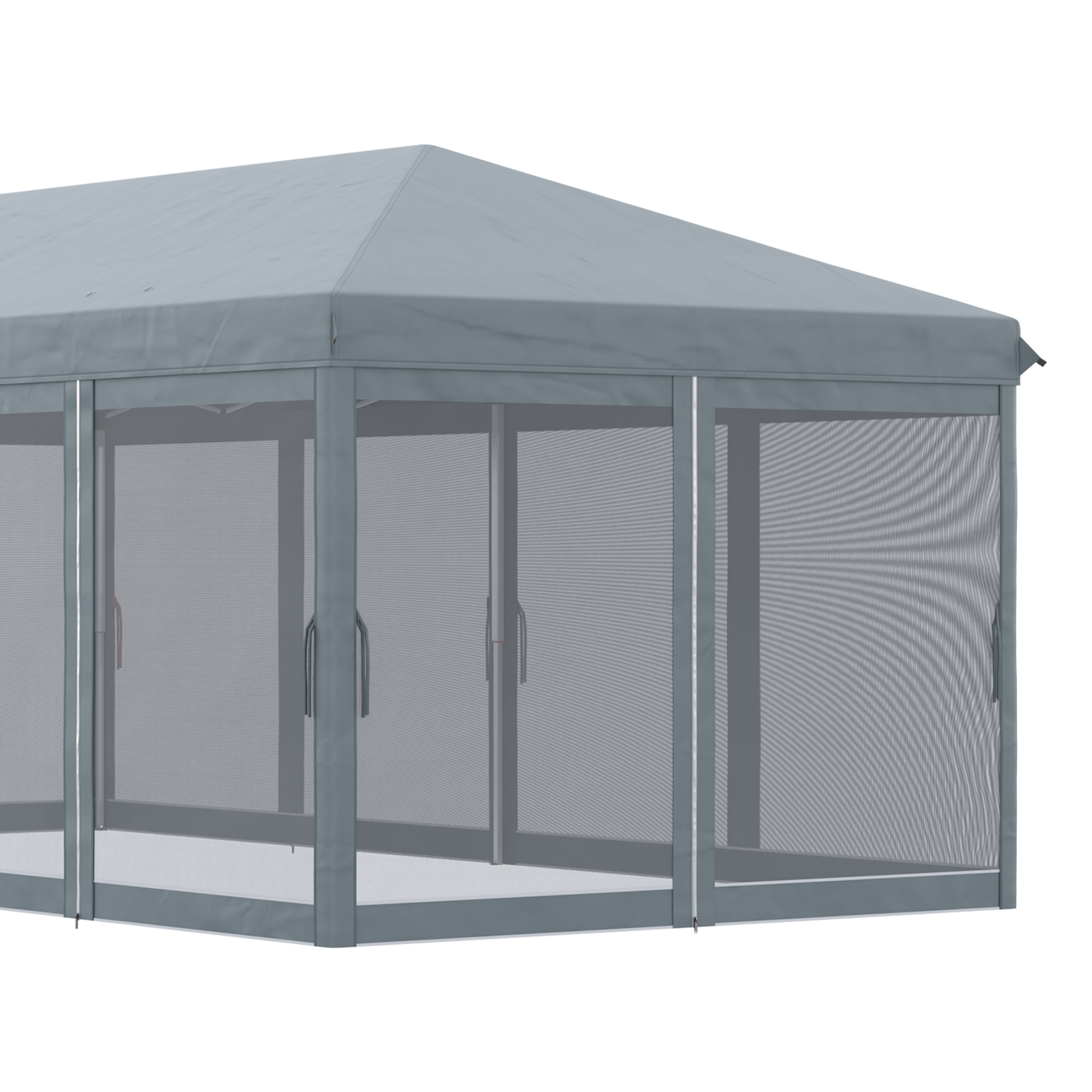 Carpa Plegable Pop-Up Gazebo 6x3 m Cenador Plegable con 6 Paredes Laterales de Malla Anti-UV y Bolsa de Transporte para Camping Fiestas Gris