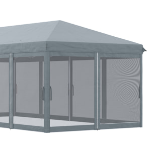 Carpa Plegable Pop-Up Gazebo 6x3 m Cenador Plegable con 6 Paredes Laterales de Malla Anti-UV y Bolsa de Transporte para Camping Fiestas Gris
