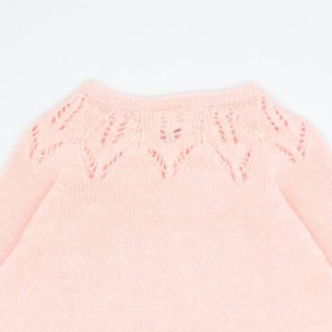 CHAQUETA PUNTO ALGODÓN ORGÁNICO BEBÉ ROSA