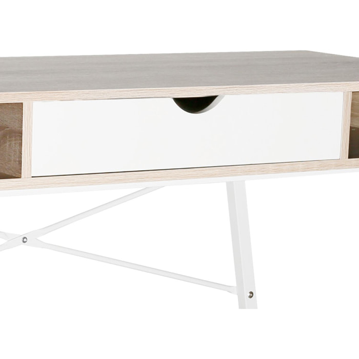 Gisele - scrivania in legno e metallo con cassetto + 2 vani - 120x48x76 cm