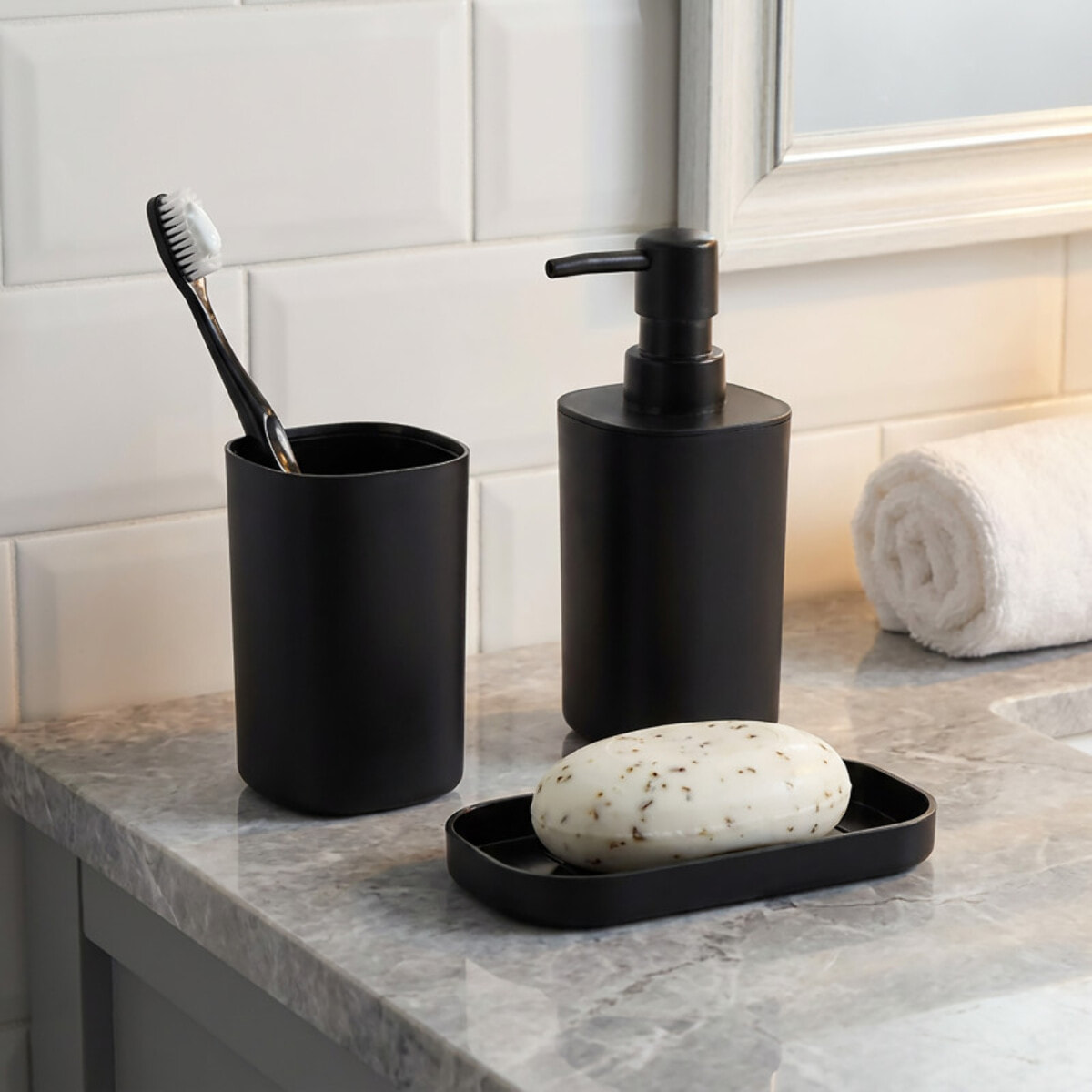 Ensemble 3 accessoires de salle de bain LONA Noir MSV