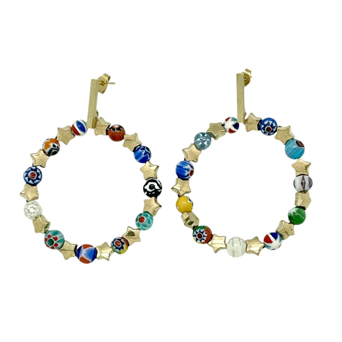 Pendiente aro Talisman de Luz en dorado multicolor