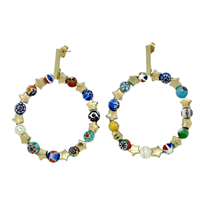 Pendiente aro Talisman de Luz en dorado multicolor