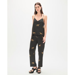 Top in pizzo satinato stampato