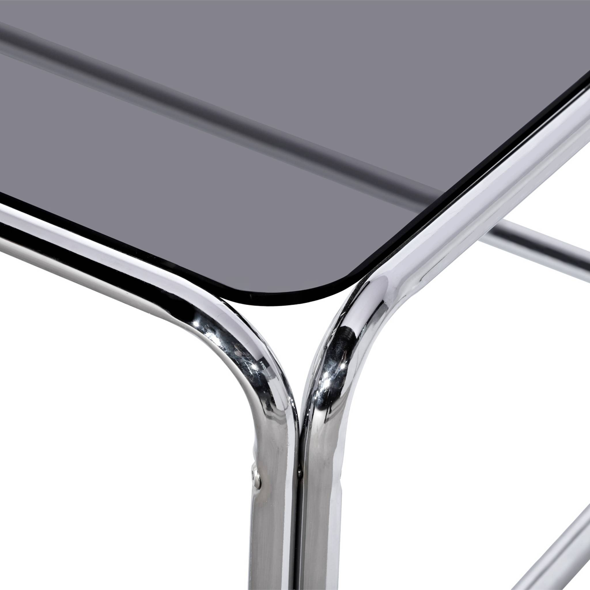 Table basse vintage verre trempé et acier chromé NOLI