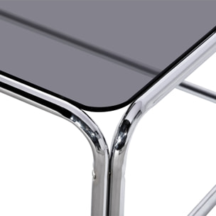 Table basse vintage verre trempé et acier chromé NOLI