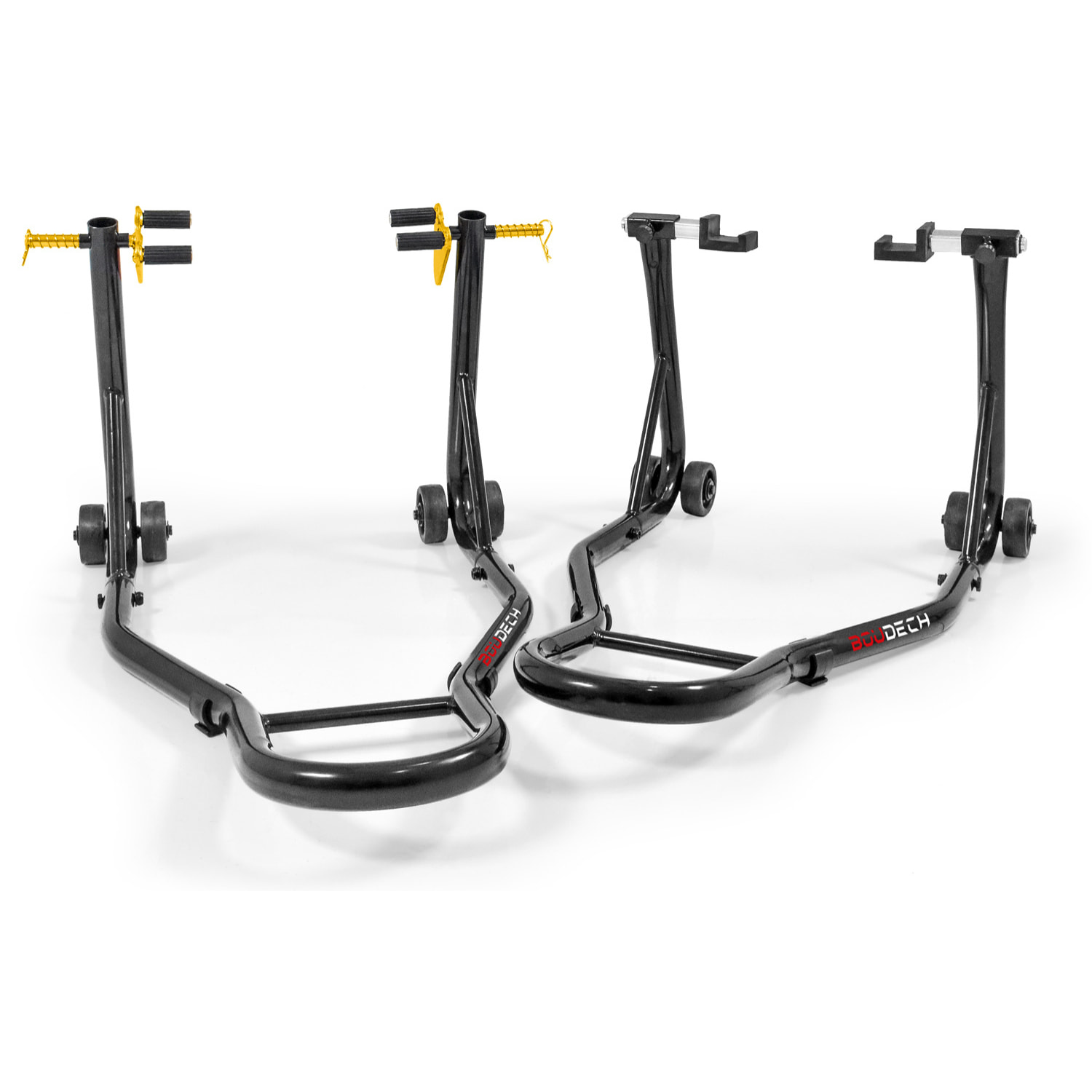 Coppia Cavalletto Anteriore Posteriore Moto Alzamoto Piastre Regolabili