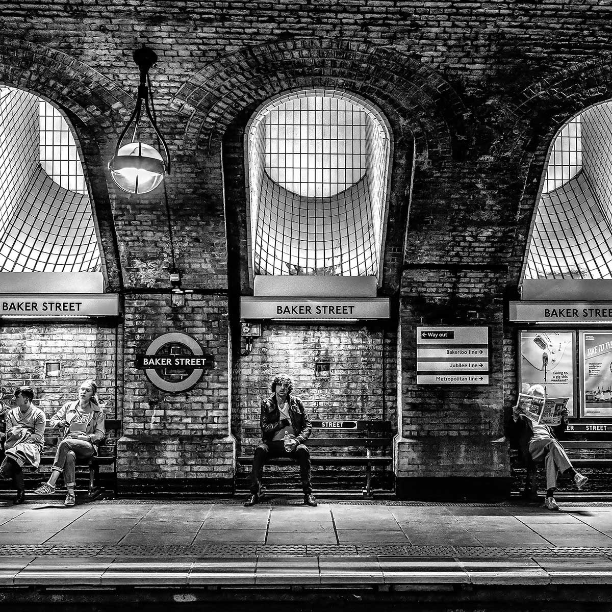 Affiche noir et blanc baker street Affiche sous cadre noir