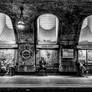 Affiche noir et blanc baker street Affiche sous cadre noir