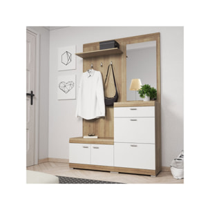 Thea - meuble d'entrée - effet bois et blanc - 135 cm - style scandinave - Bois / Blanc