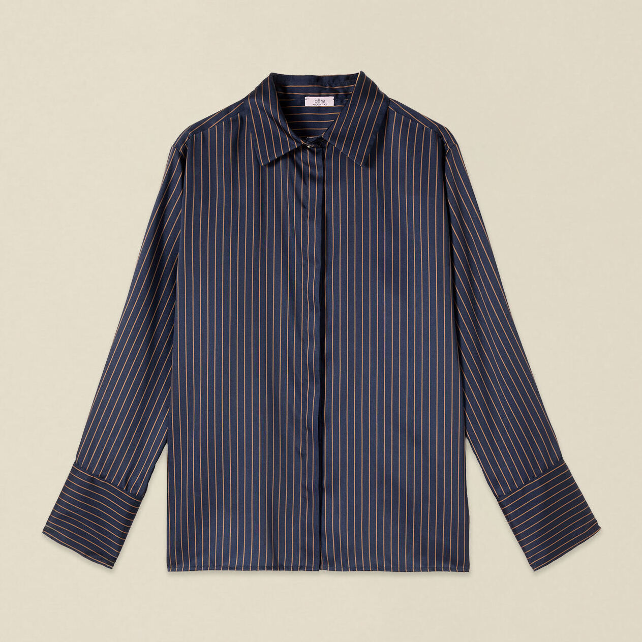 Oltre - Camicia in raso a righe - Blu