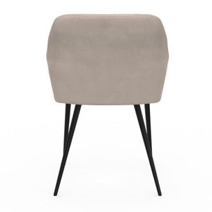 Chaises avec accoudoirs Ariana en velours et pieds métal - lot de 2 - Taupe
