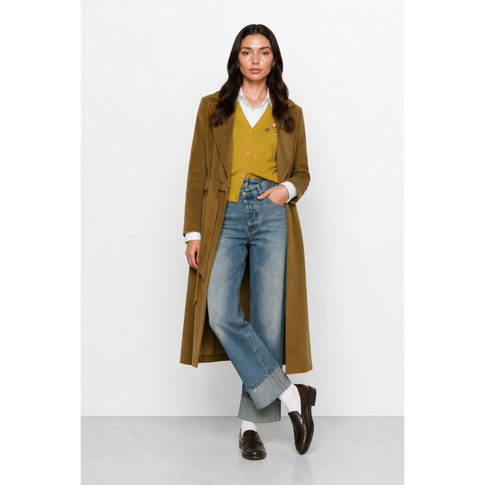 Kocca - Cappotto lungo da donna in misto lana con cintura Donna