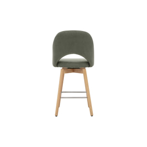 Tabourets de bar scandinaves en tissu velours côtelé vert kaki et hévéa massif 65 cm (lot de 2) COSETTE