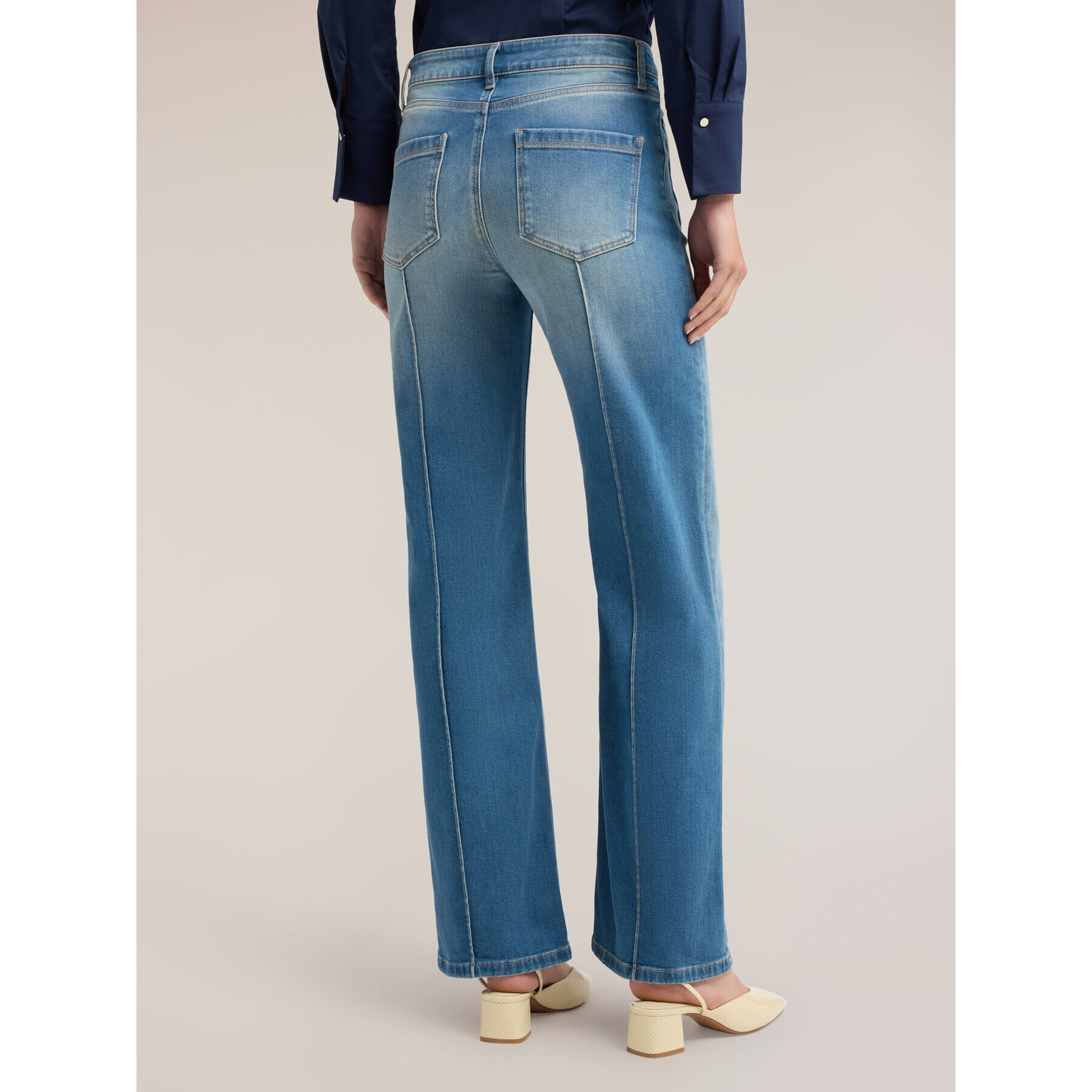 Motivi - Jeans wide leg con tasche patch - Azzurro