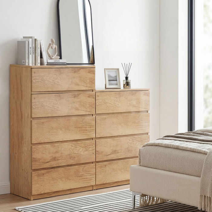 Cómoda 4 Cajones, Cómoda Dormitorio Moderna, Sinfonier, Diseño sin Tiradores, Cajonera para Sala de Estar, Comedor, Entrada, 60x40x80 cm, Madera Natural