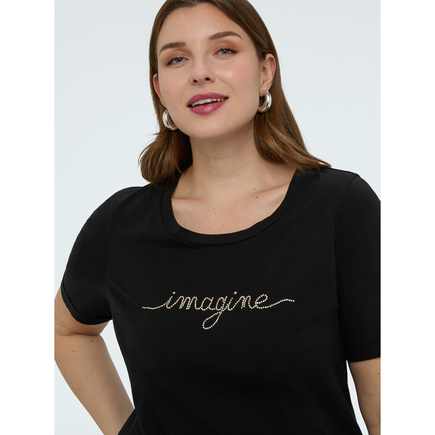 Fiorella Rubino - T-shirt in cotone con scritta crystal - Nero