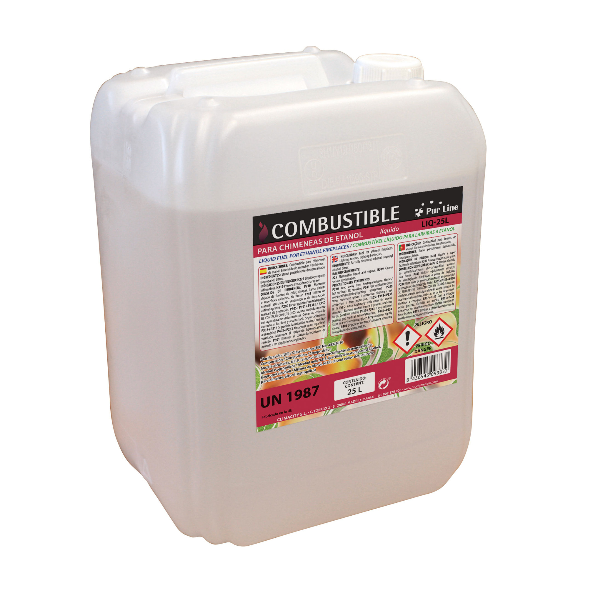 Combustible Etanol de origen natural aroma neutro  garrafa LIQ-25L PURLINE  W
