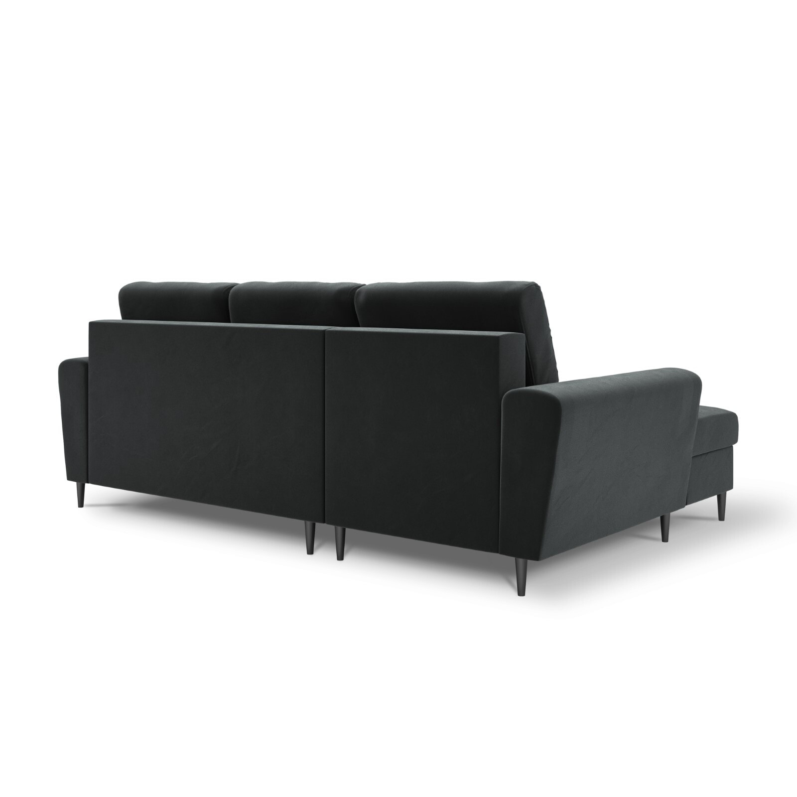 Canapé d'angle gauche convertible avec coffre de rangement "Kyoto" 4 places en velours gris foncé